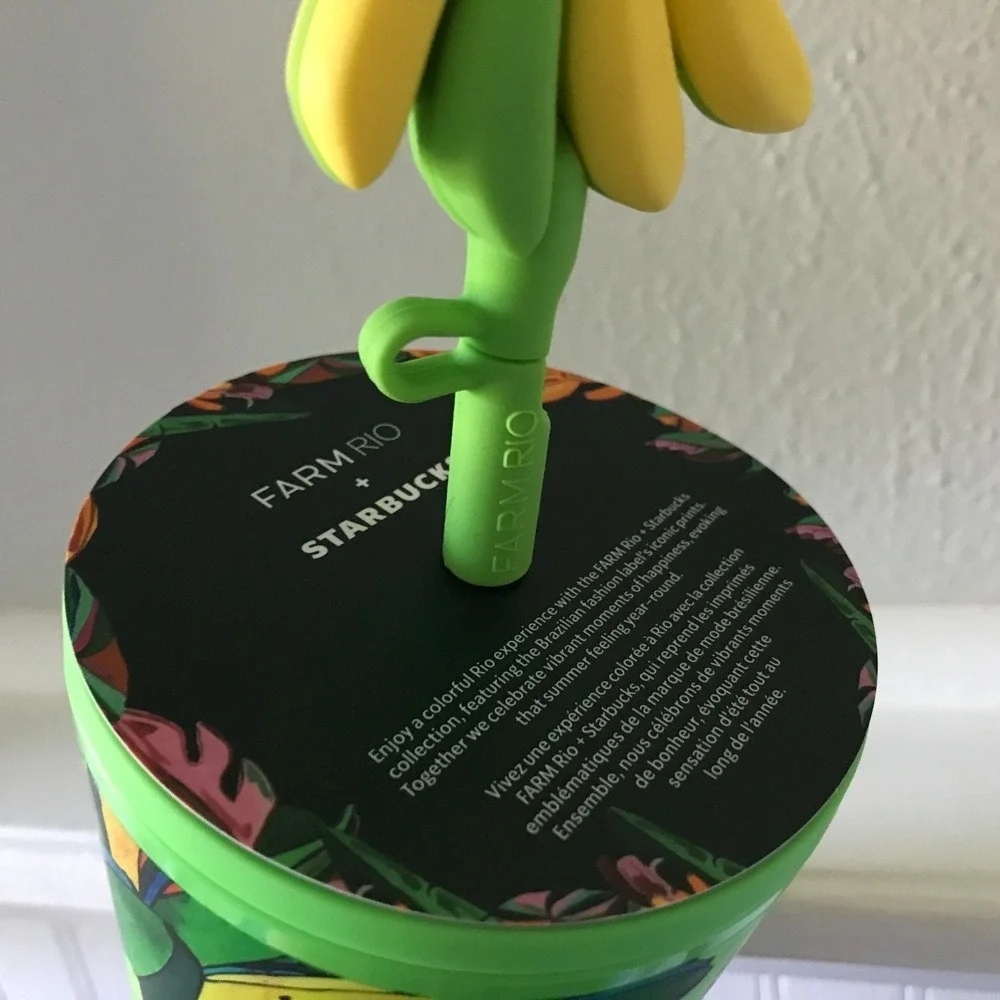 Starbucks x Farm Rio 2025 Board Banana Venti Cold Cup Tumbler 24oz Straw Topper